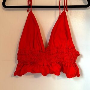 Bright RED adjustable strings crop top!